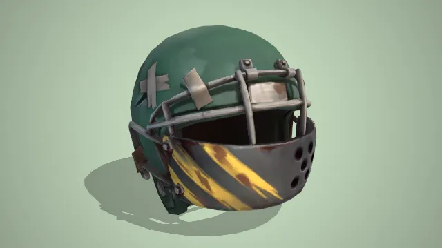 绿色半包头盔装有铁皮铁架保护