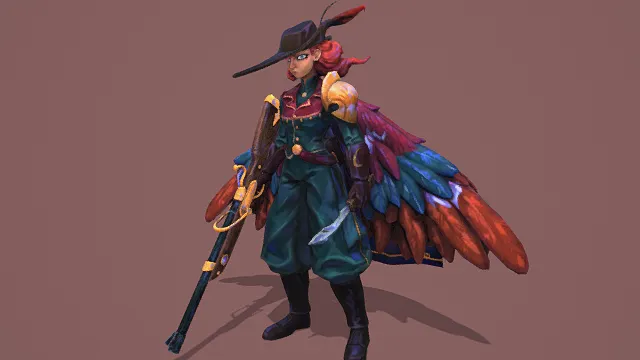 3D卡通风格奇幻猎手角色模型，创意设计（3D角色、卡通风格、奇幻风，角色设计主题）