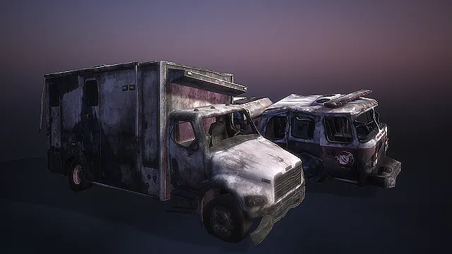 破损的货车  破损的消防车  破旧风