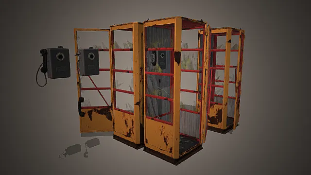 废土锈蚀电话亭模型