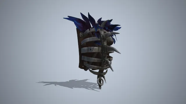 有铁刺的铁盾，羽毛坐作为装饰