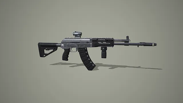 战术改装款 AK 系突击步枪带红点瞄具与垂直握把 3D 模型