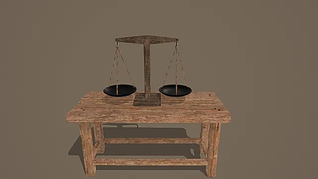 复古市井风旧木台天平秤3D模型