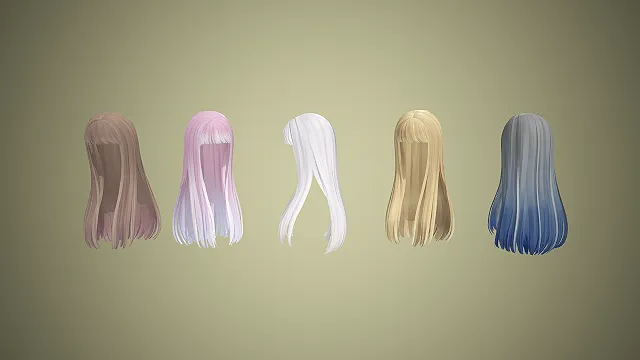 齐刘海长发  渐变发色  日系动漫  长直发