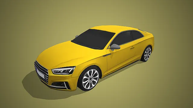 亮黄色双门轿跑 3D 模型