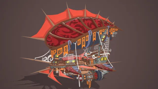 风格化旅行者蒸汽朋克飞船游戏道具