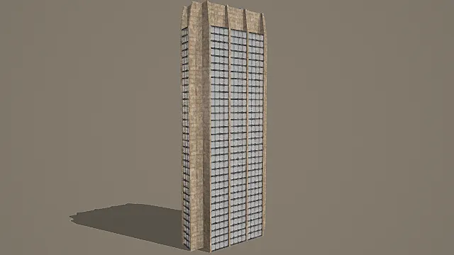 现代新奢风石面玻璃幕墙摩天楼3D模型