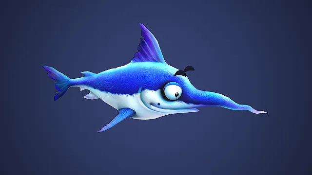 Q版旗鱼  卡通拟人化  海洋生物  傲娇神态