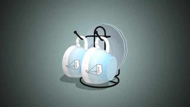一个简约风格的3D马克杯套装模型