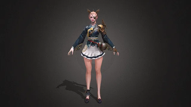 独眼女战士 游戏人物角色3D模型