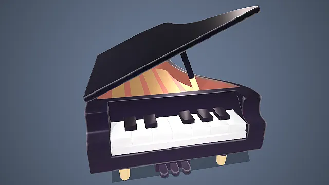 一个卡通低多边形风格的3D三角钢琴模型
