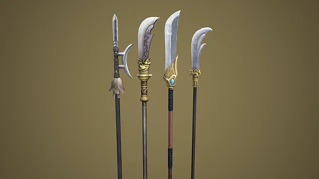 古风奇幻长柄兵器套装 3D 模型