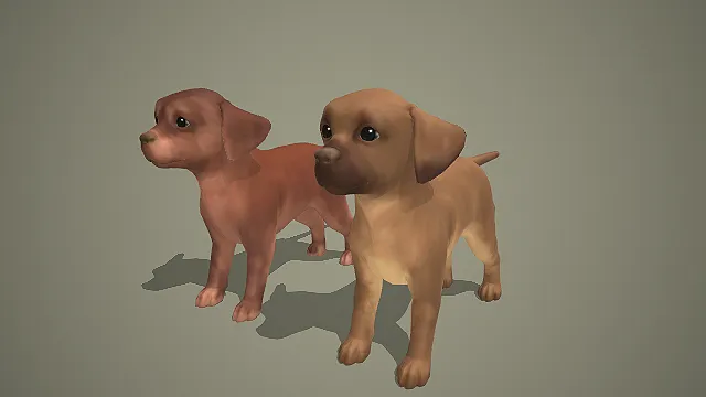 双色拉布拉多幼犬 3D 模型 家养宠物犬角色素材合集