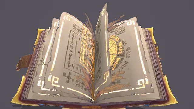3D卡通风格魔法书模型，创意设计（3D魔法书、卡通风格、奇幻神秘风，书本设计主题）