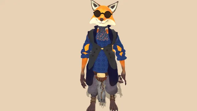 狐狸先生吃鸡爪动画拟人动物角色