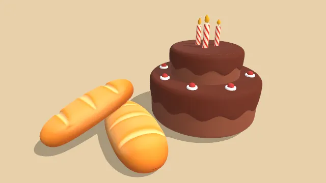 生日蛋糕和面包甜点烘焙食物