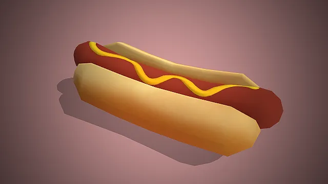 一个卡通风格的美式便携快餐的热狗模型