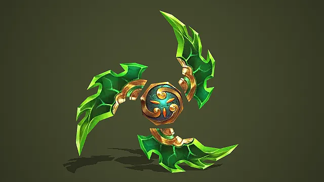 绿玉金纹三刃手里剑武器模型