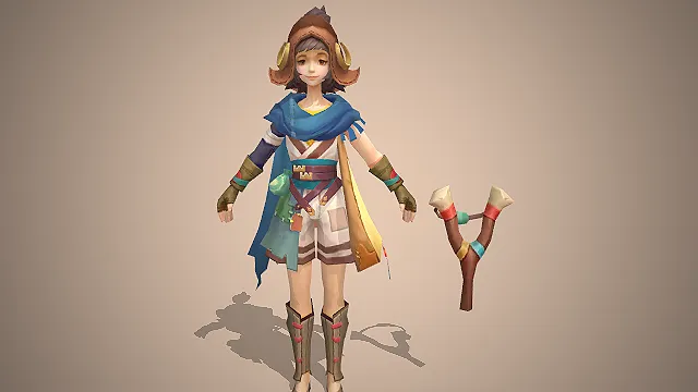古风少年形象  俏皮灵动  弹弓武器  市井少年