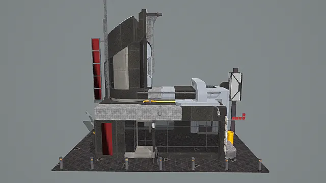 赛博工业风半完工都市建筑3D模型