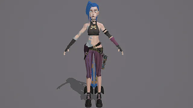 朋克叛逆风格蓝发械术少女模型