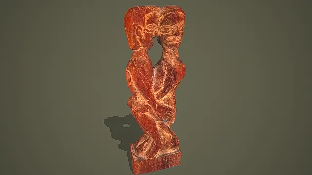 非洲部落风格双人互动木雕造像 3D 模型