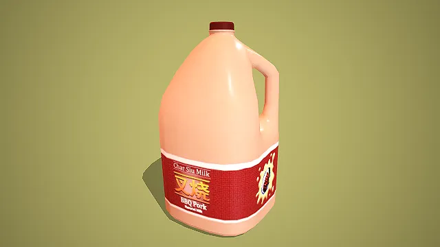 搞怪叉烧味大桶装牛奶瓶 3D 趣味场景装饰模型