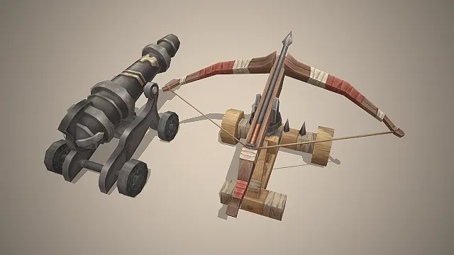 攻城武器组  做旧复古  战场场景  木质配色