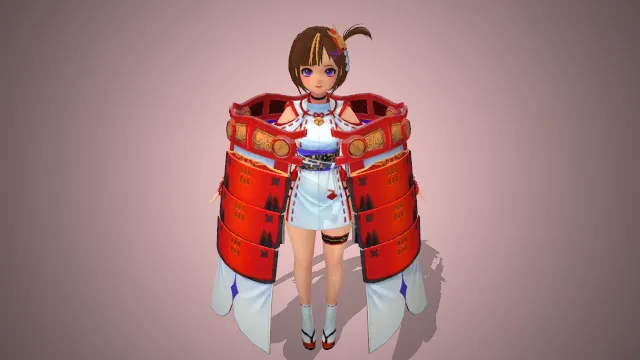 日式风格 短发造型 红白服饰 大型护具