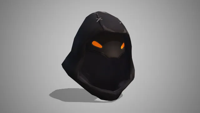 黑色头套兜帽包裹半边面具眼睛处可发光