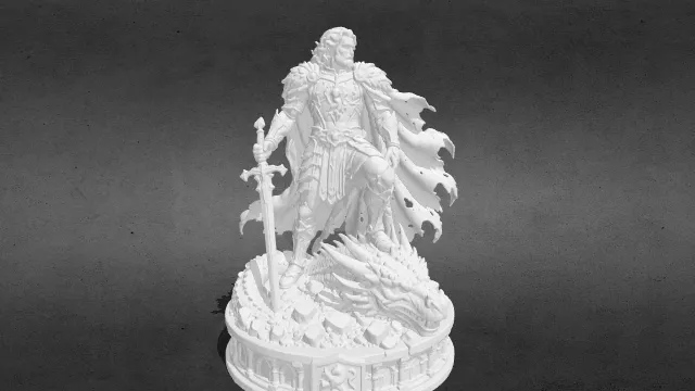 屠龙战士 史诗奇幻骑士雕像stl.stl