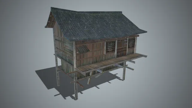 水屋 写实模型 建筑模型 古风建筑