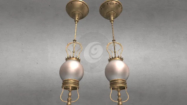 晚期19世纪天花板灯吊灯复古家具