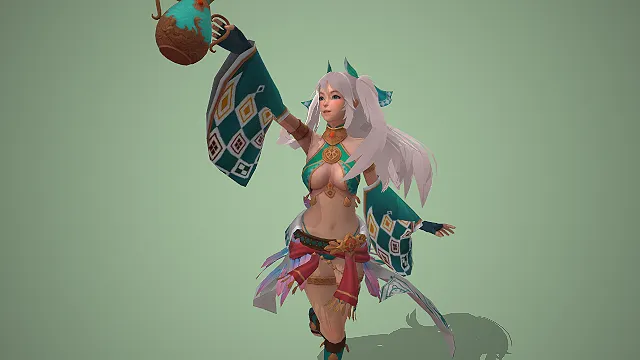 狐耳巫女  双马尾  青瓷法器  兽耳娘