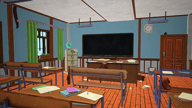 LowPoly 风格化教室 3D模型