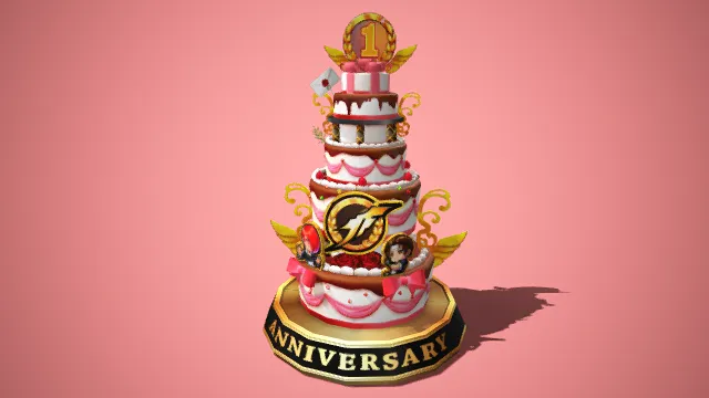周年纪念  多层蛋糕  巧克力淋面  粉色蝴蝶结  游戏 IP  Q 版角色立牌  甜品美学  纪念意义