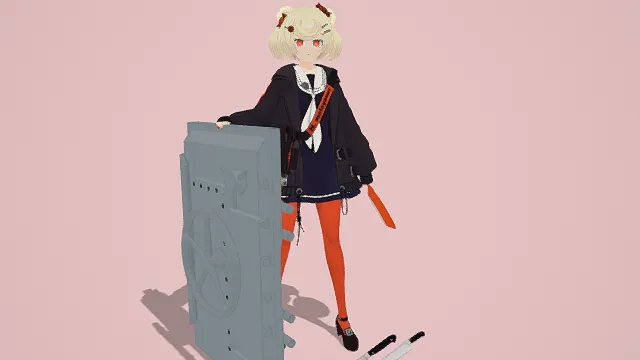   3D卡通风格女性人物角色模型，创意设计（3D角色、卡通风格、酷飒女孩，角色设计主题）
