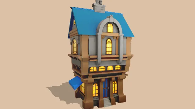 卡通风格房屋建筑场景楼层别墅