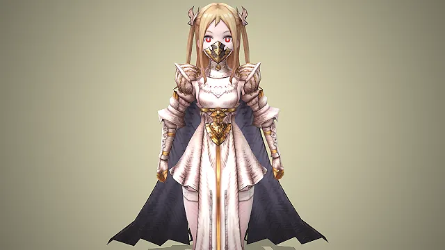 骑士少女  雕花铠甲  贵族金属面甲  教廷战士