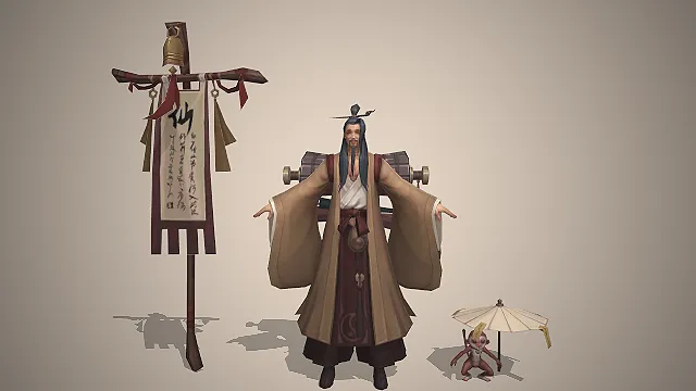 古风仙侠风  江湖道士  中式卦师  书卷行囊