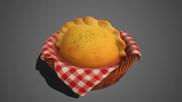 篮装  烤馅饼  红白格纹衬布  家常烘焙  美食模型  生活题材