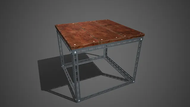 工业风  金属框实木桌  做旧  金属钉  镂空框架  硬朗  