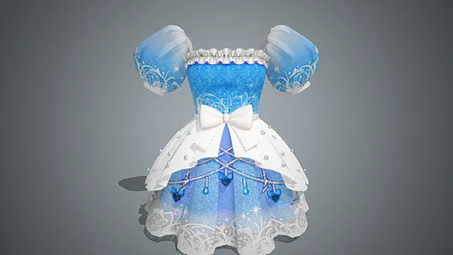 冰晶王国宫殿场景艾莎冰雪晶钻礼裙模型 