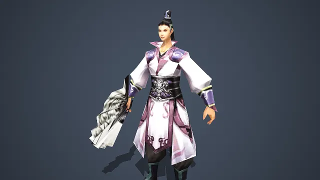 紫白长袍束发文士角色配卷轴模型