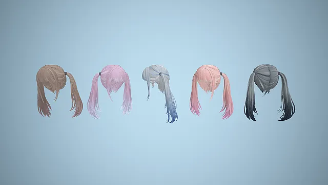 双马尾  渐变发色  色彩柔和  齐刘海短发