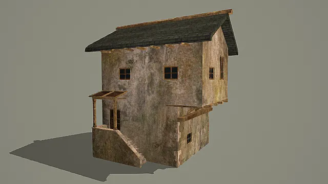 复古石质民居3D模型