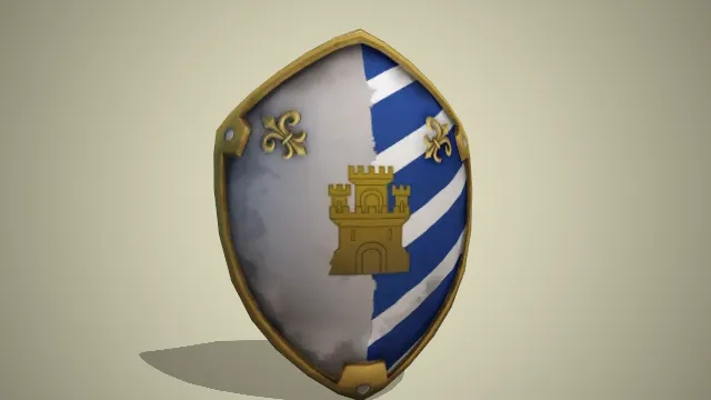 白色护盾金色包边蓝白色条纹装画有城堡的图标