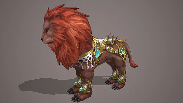 蛮荒部落场景赤鬃金甲雄狮坐骑模型