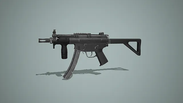 带前握把伸缩托 MP5 冲锋枪 3D 模型 军事枪械道具资产