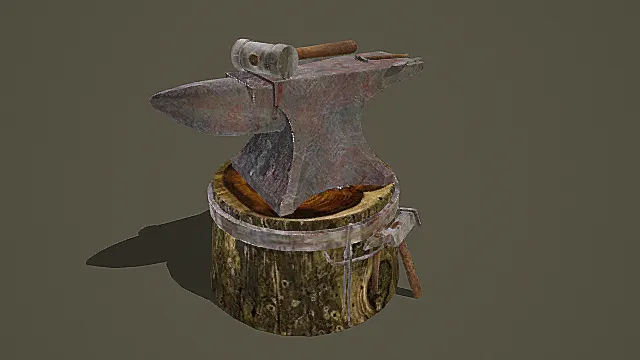 复古铁匠砧工具组合3D模型